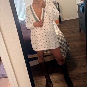 Vintage hand-crocheted Liz Claiborne V-neck  sweater dress size small